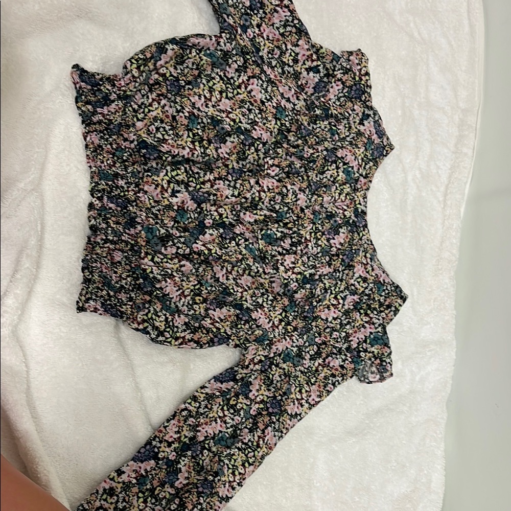Wild Fable Floral Long Sleeve Top - Black, Pink, Green